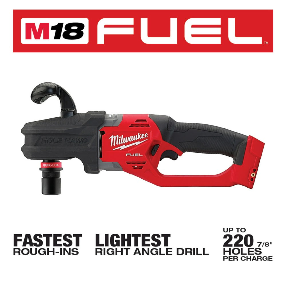 Milwaukee 2808-20 M18 FUEL Hole Hawg Right Angle Drill w/ Quik-Lok, Bare Tool