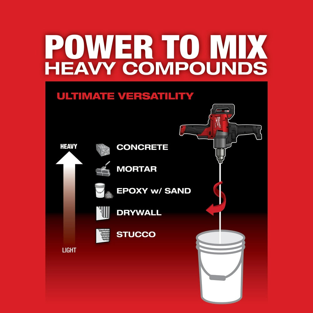 Milwaukee 2810-20 M18 FUEL Mud Mixer with 180° Handle Bare Tool