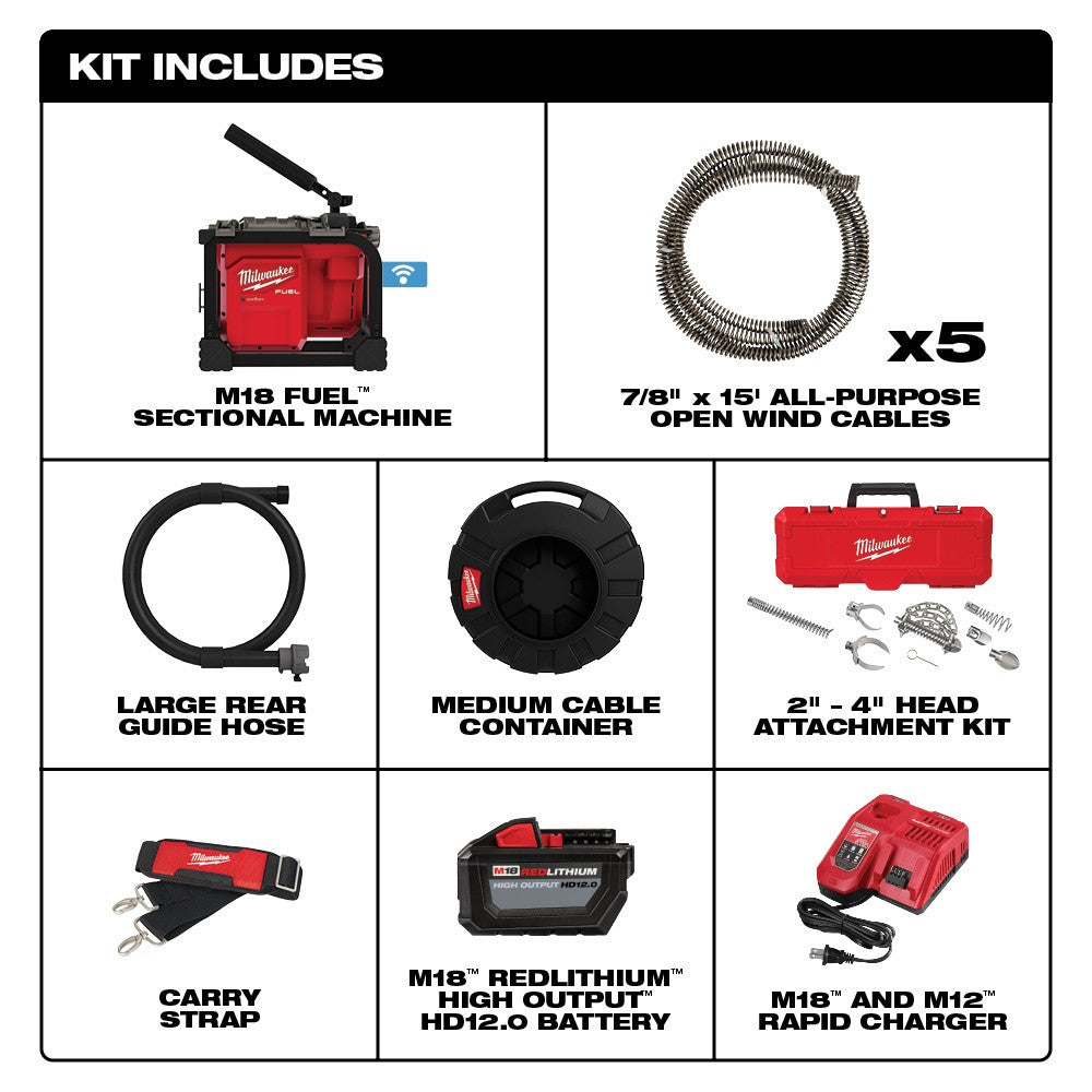 Milwaukee 2818A-21 M18 FUEL™ Sectional Machine 7/8 Kit