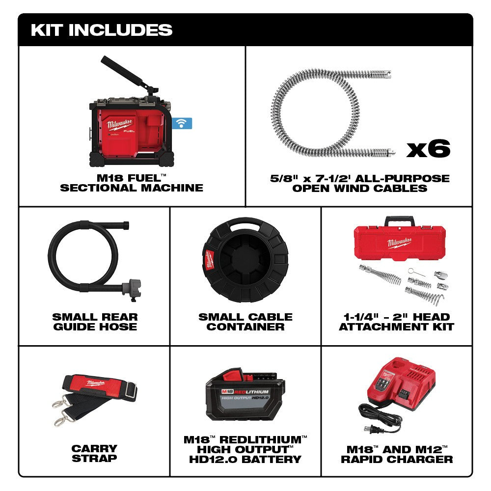 Milwaukee 2818B-21 M18 FUEL™ Sectional Machine 5/8 Kit