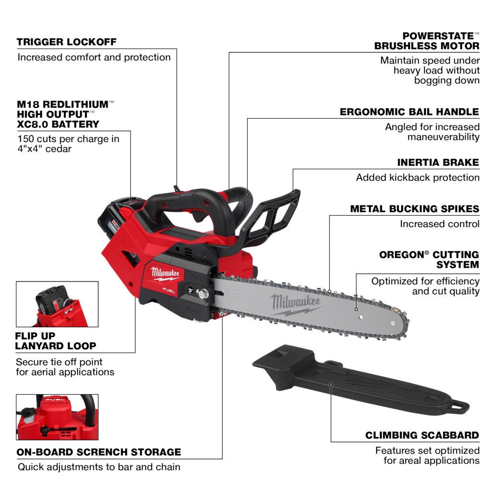 Milwaukee 2826-21T M18 FUEL 14 Top Handle Chainsaw Kit