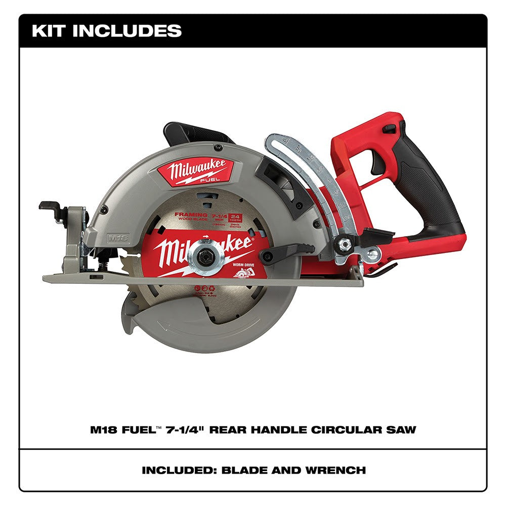 Milwaukee 2830-20 M18 FUEL Rear Handle 7-1/4 Circular Saw, Tool Only