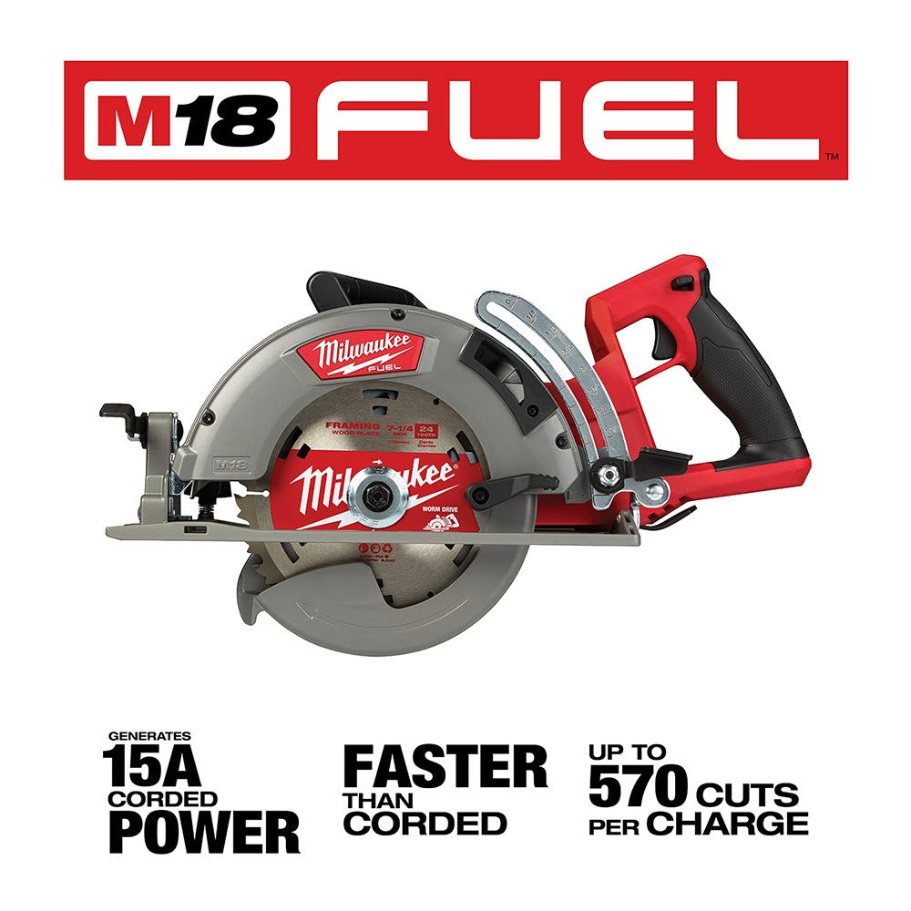 Milwaukee 2830-20 M18 FUEL Rear Handle 7-1/4 Circular Saw, Tool Only