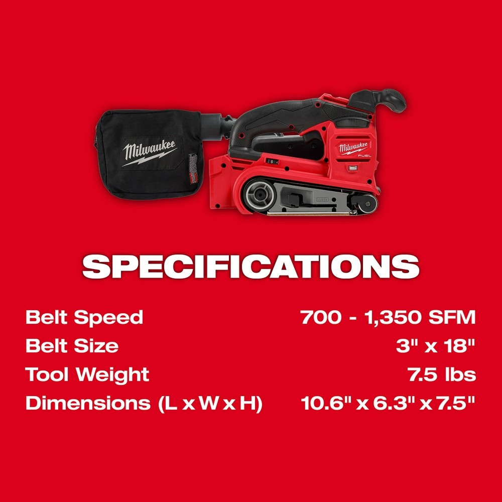 Milwaukee 2832-20 M18 FUEL 3x18 Belt Sander, Bare Tool