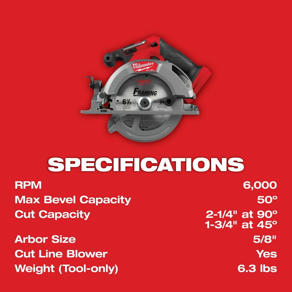 Milwaukee 2833-20 M18 FUEL 6-1/2 Circular Saw