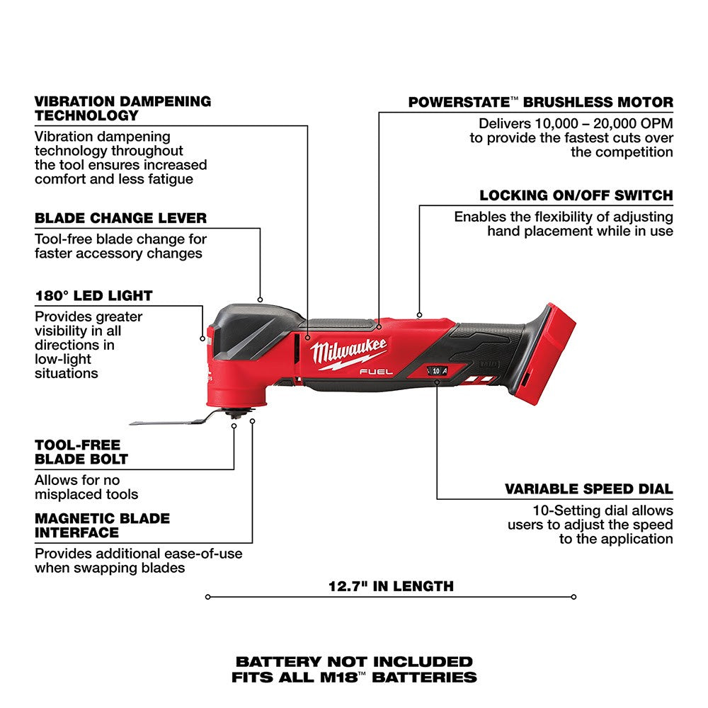 Milwaukee 2836-20 M18 FUEL™ Oscillating Multi-Tool, Bare Tool