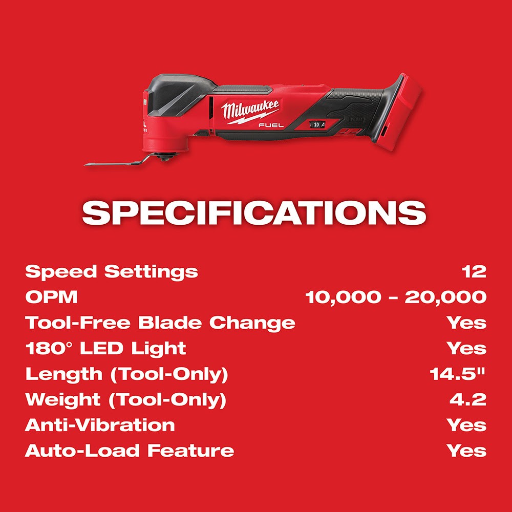 Milwaukee 2836-20 M18 FUEL™ Oscillating Multi-Tool, Bare Tool