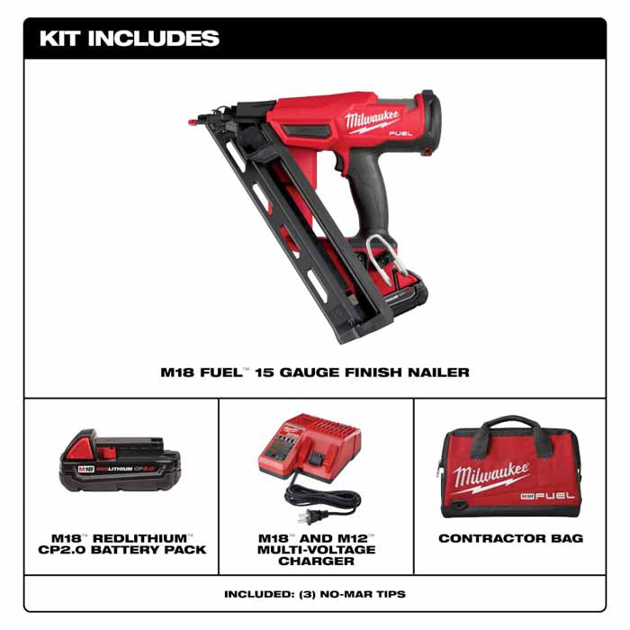 Milwaukee 2839-21CT M18 FUEL™ 15 Gauge Finish Nailer Kit