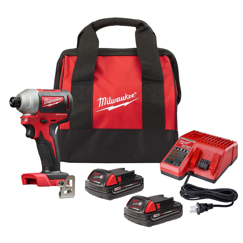 Milwaukee 2850-22CT M18 Compact Brushless 1/4 Hex Impact Driver Kit