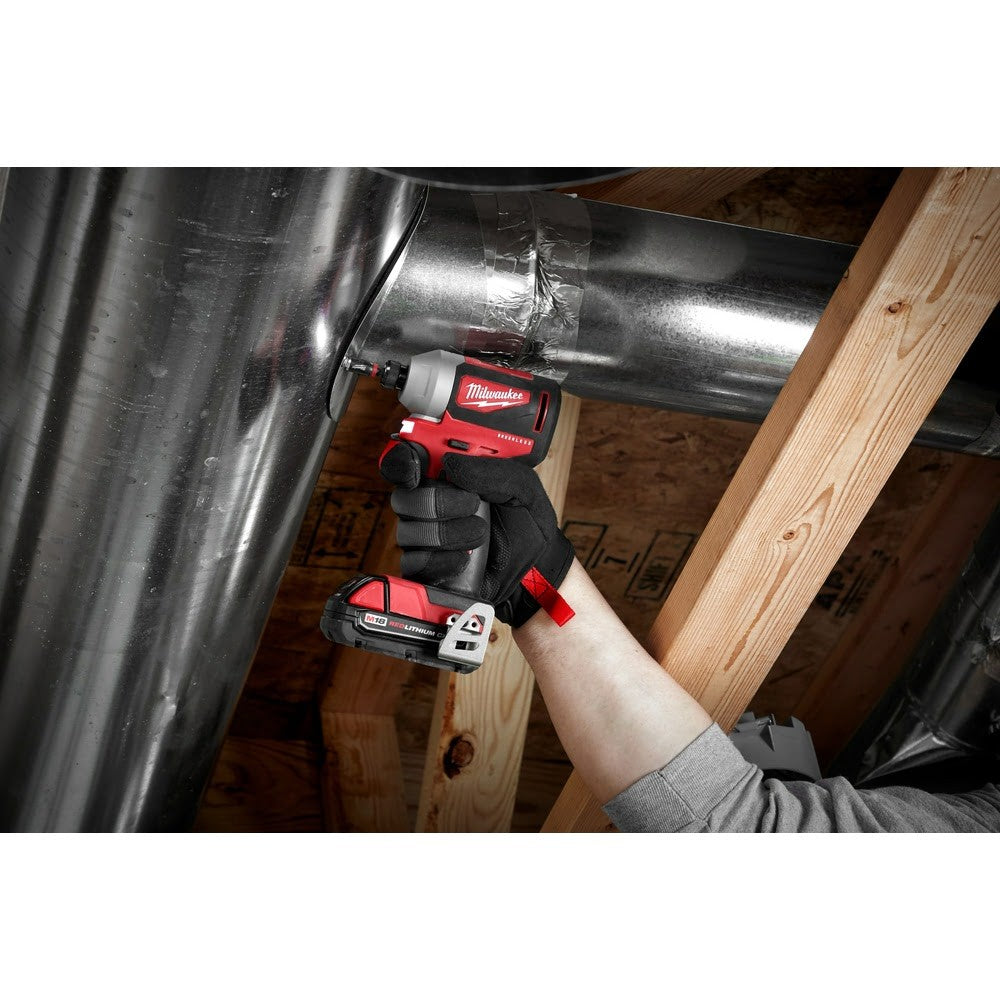 Milwaukee 2850-22CT M18 Compact Brushless 1/4 Hex Impact Driver Kit