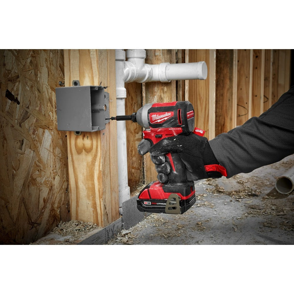 Milwaukee 2850-22CT M18 Compact Brushless 1/4 Hex Impact Driver Kit