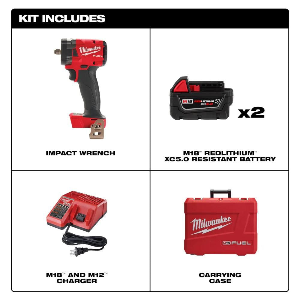 Milwaukee 2854-22R M18 FUEL 3/8 Compact Impact Wrench w/ Friction Ring Kit