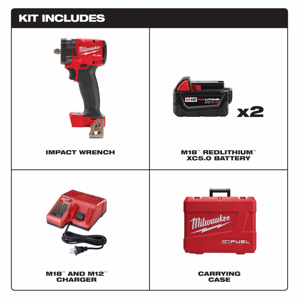 Milwaukee 2854-22 M18 FUEL™ 3/8 Compact Impact Wrench w/ Friction Ring Kit