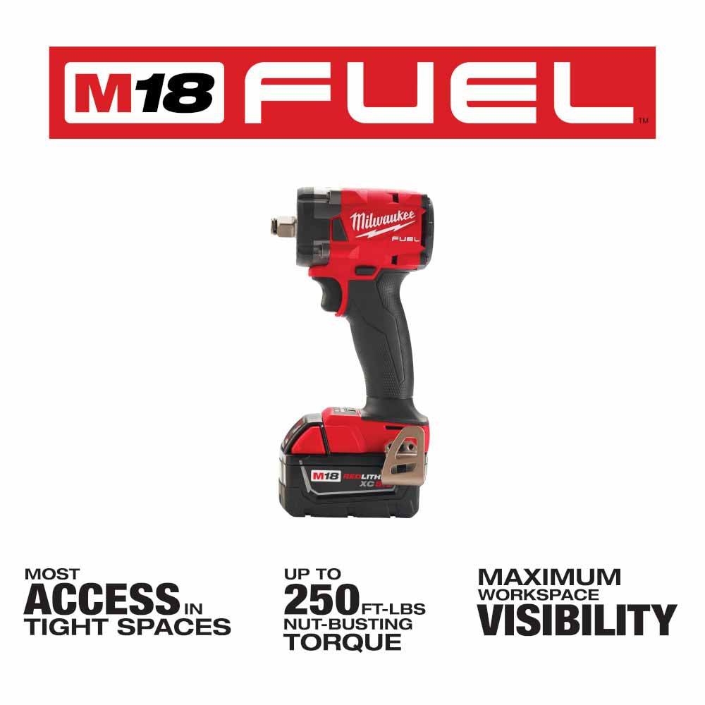 Milwaukee 2855-22 M18 FUEL™ 1/2 Compact Impact Wrench w/ Friction Ring Kit