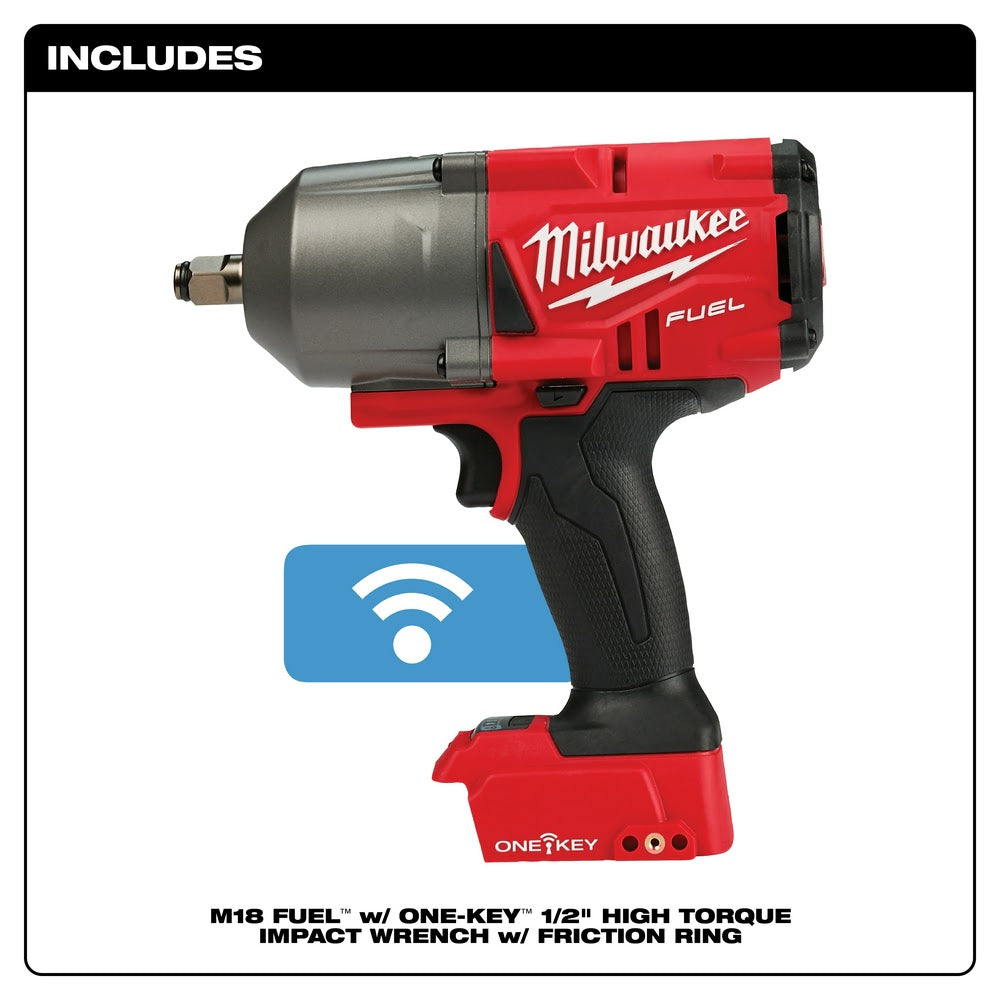 Milwaukee 2863-20 M18 FUEL ONE-KEY High Torque Impact Wrench 1/2 Friction Ring, Bare