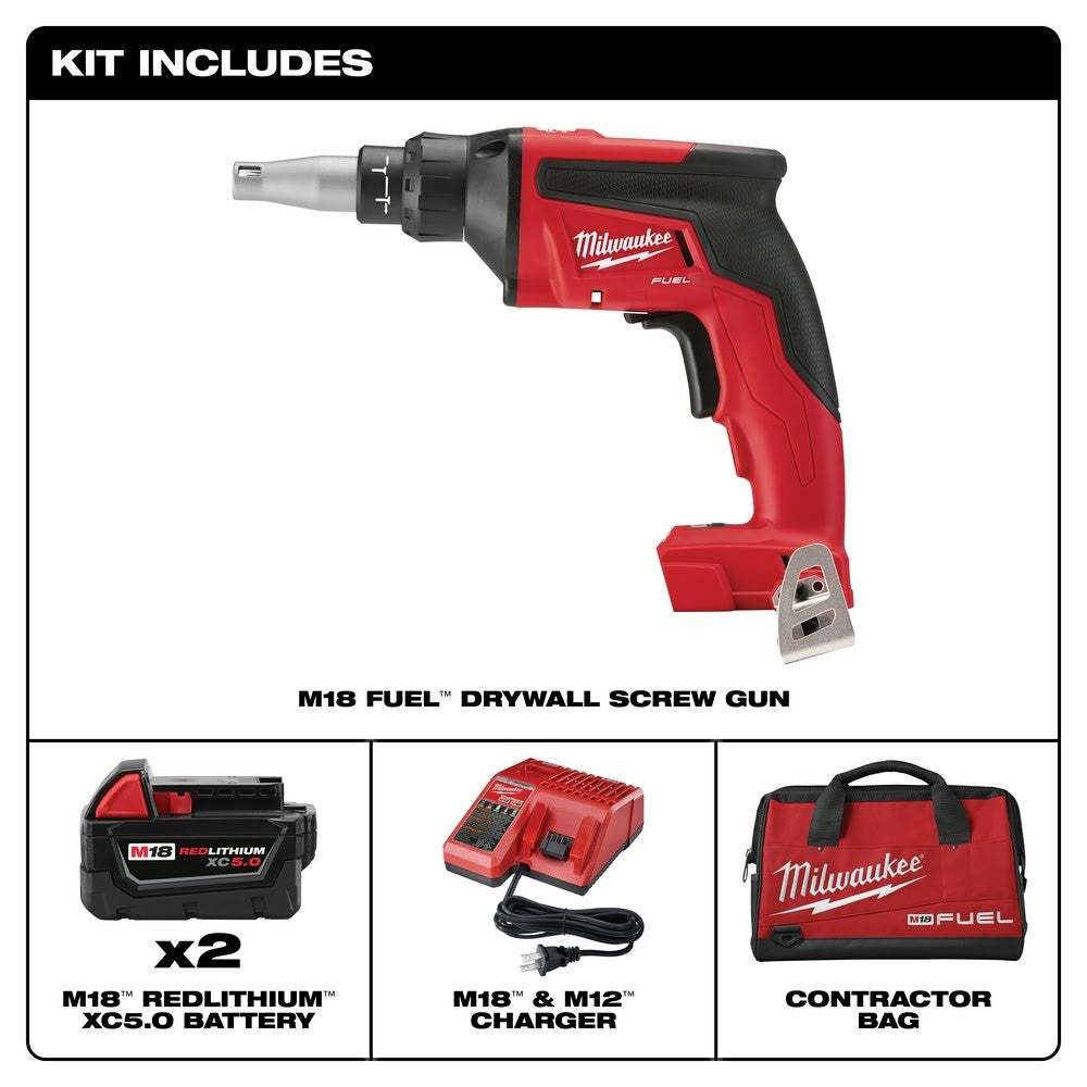 Milwaukee 2866-22 M18 FUEL Drywall Screw Gun Kit with High Capacity Batteries