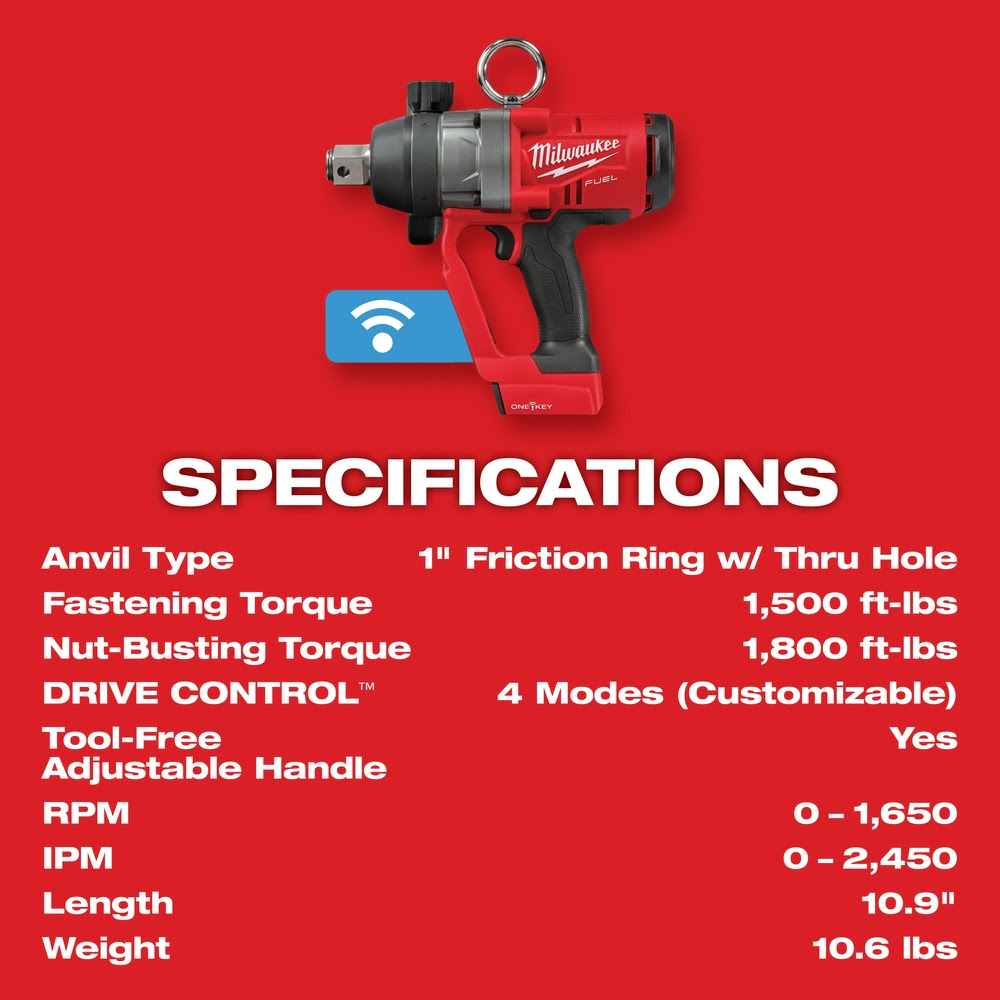 Milwaukee 2867-20 M18 FUEL 1 HTIW Impact Wrench w/ ONE-KEY Bare Tool