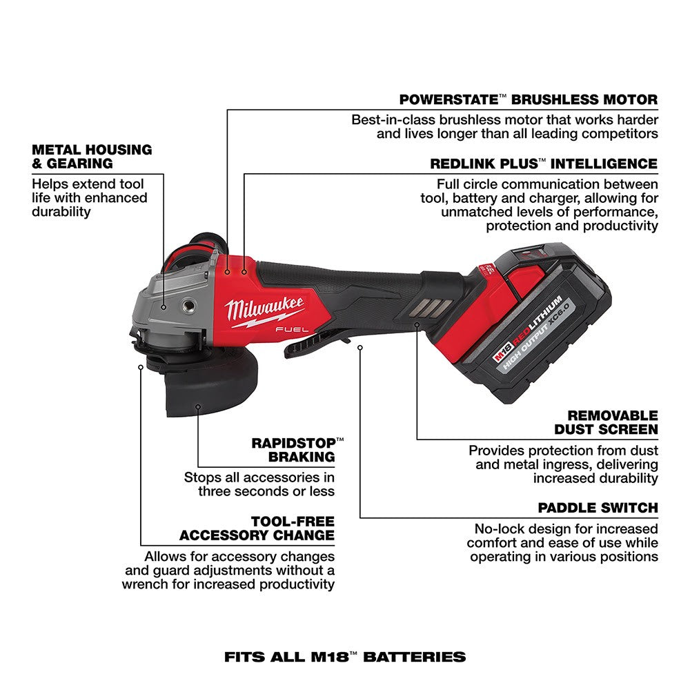 Milwaukee 2880-22 M18 FUEL™ 4-1/2 / 5 Grinder Paddle Switch, No-Lock Kit