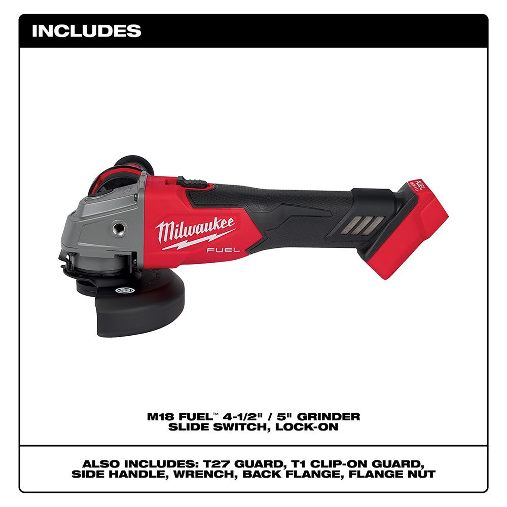 Milwaukee 2881-20 M18 FUEL™ 4-1/2/5 Grinder Slide Switch, Lock-On, Bare Tool