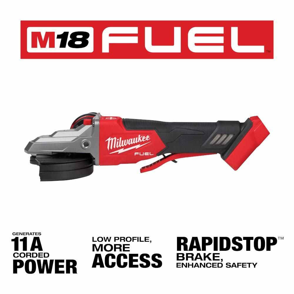 Milwaukee 2886-20 M18 FUEL™ 5 Flathead Braking Grinder, Paddle Switch No-Lock, Bare