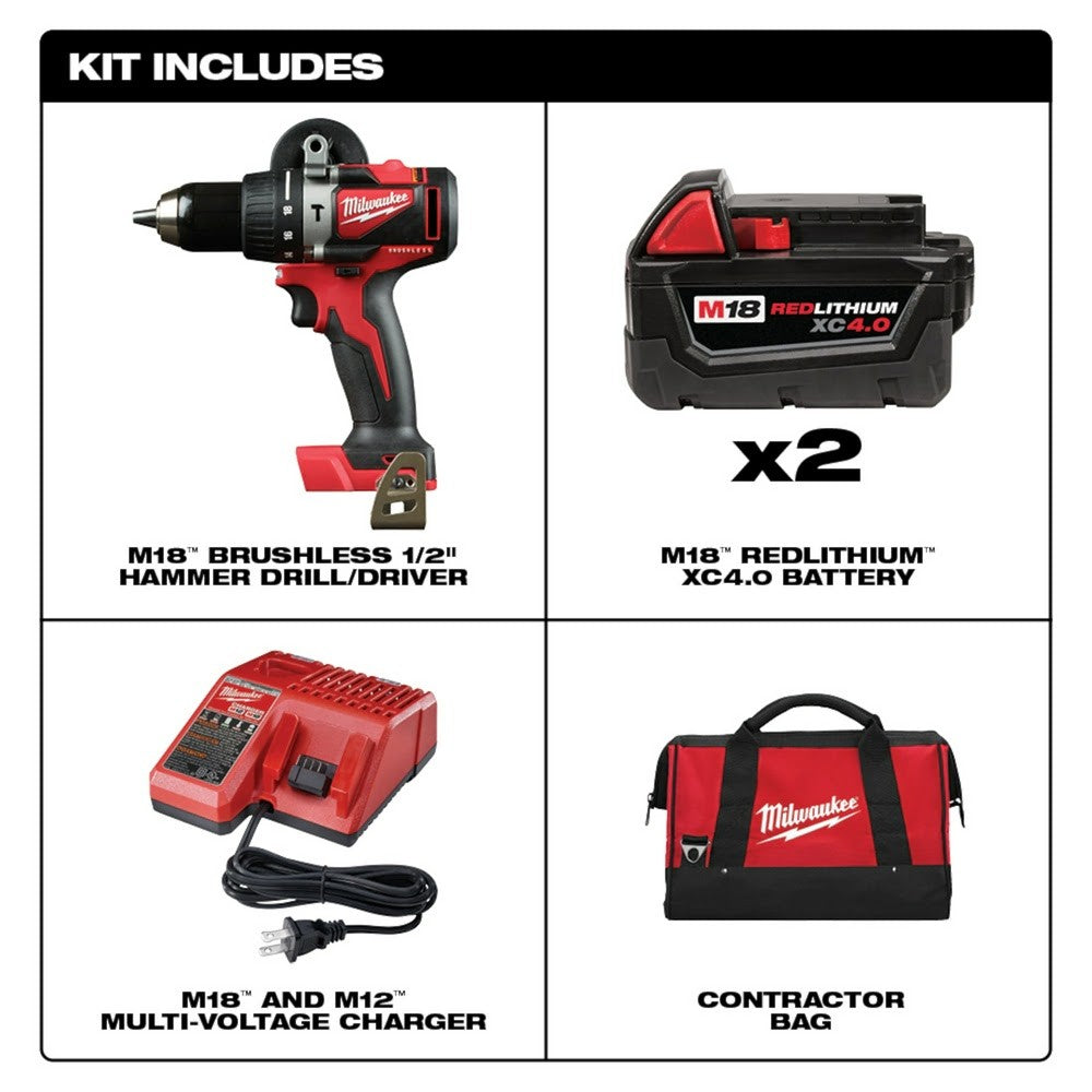 Milwaukee 2902-22 M18 Brushless 1/2 Hammer Drill Kit