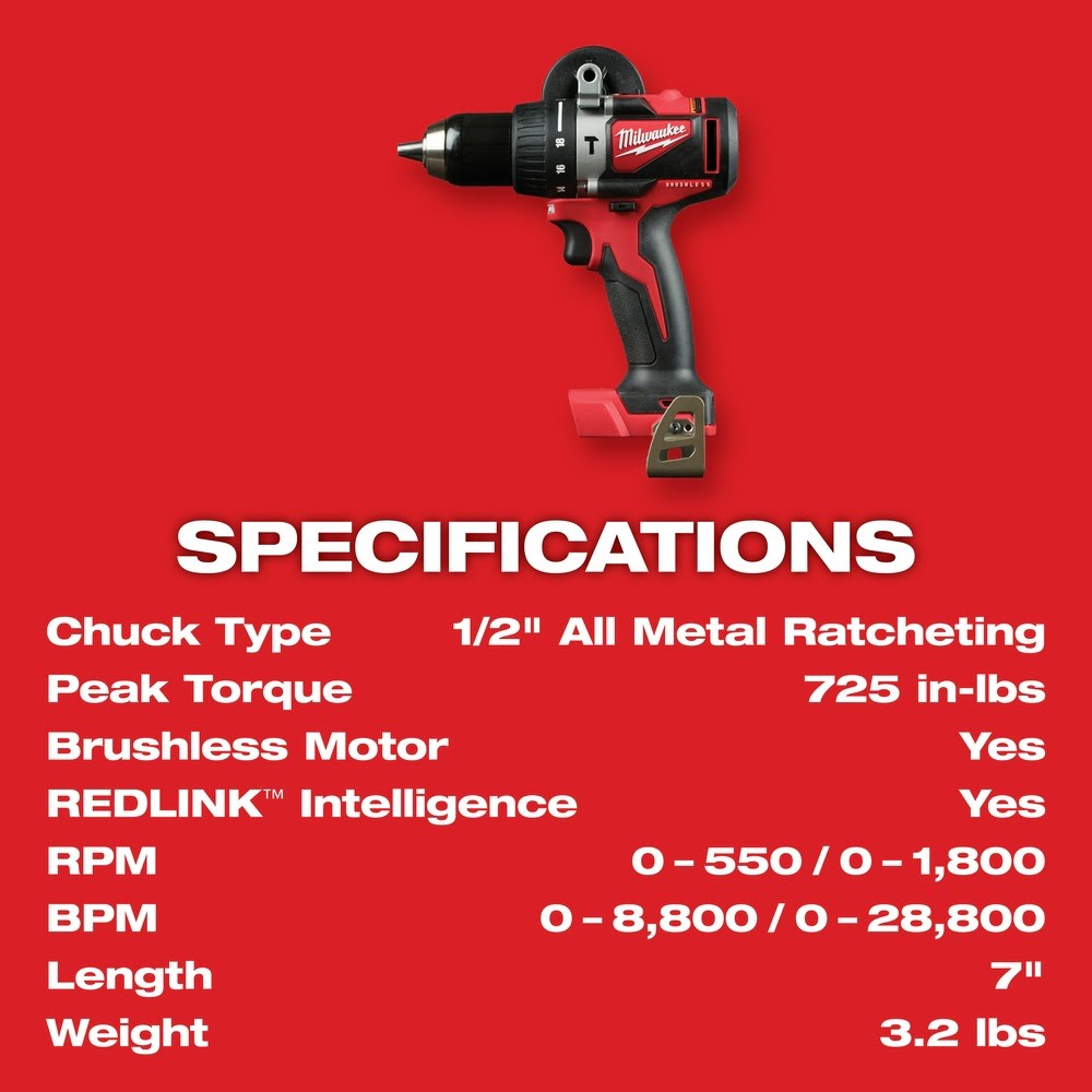 Milwaukee 2902-22 M18 Brushless 1/2 Hammer Drill Kit