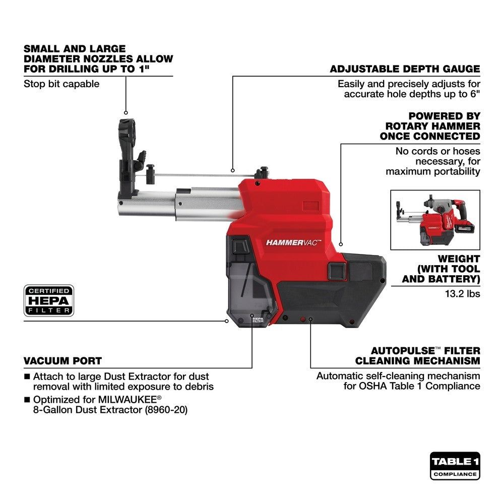 Milwaukee 2912-DE M18 FUEL™ HAMMERVAC™ 1 Dedicated Dust Extractor