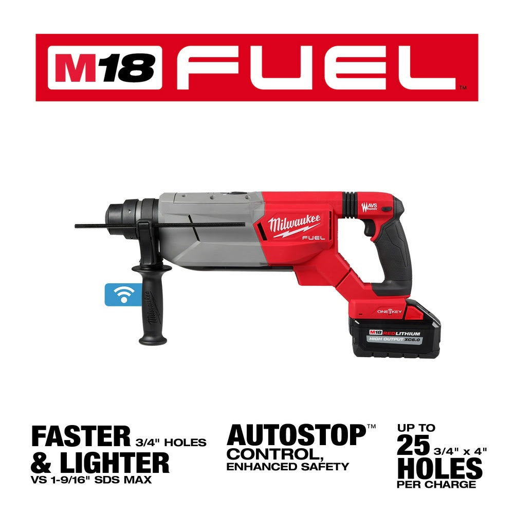 Milwaukee 2916-22 M18 FUEL 1-1/4 SDS Plus D-Handle Rotary Hammer Kit w/ ONE-KEY