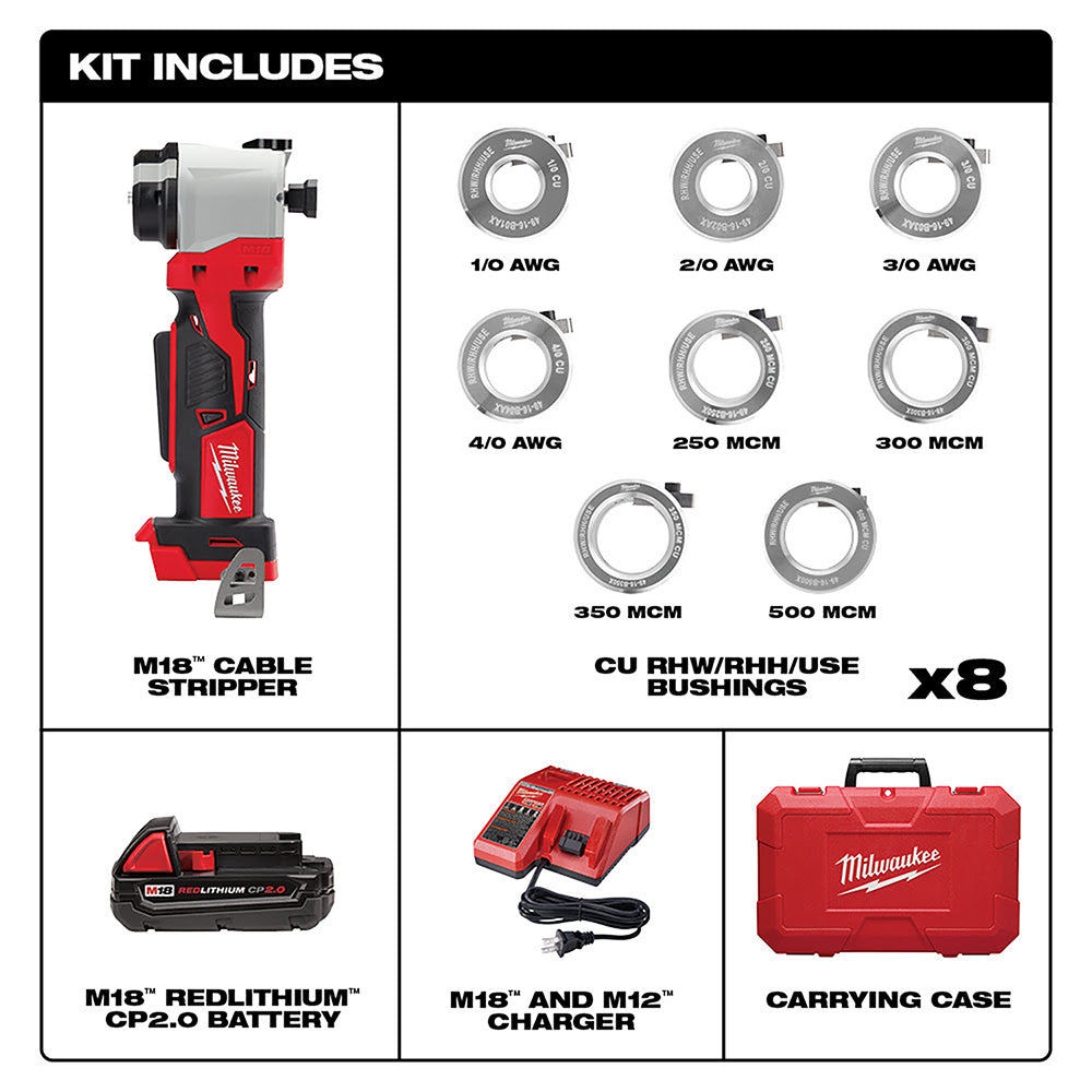 Milwaukee 2935X-21 M18 Cable Stripper Kit for Cu RHW / RHH / USE