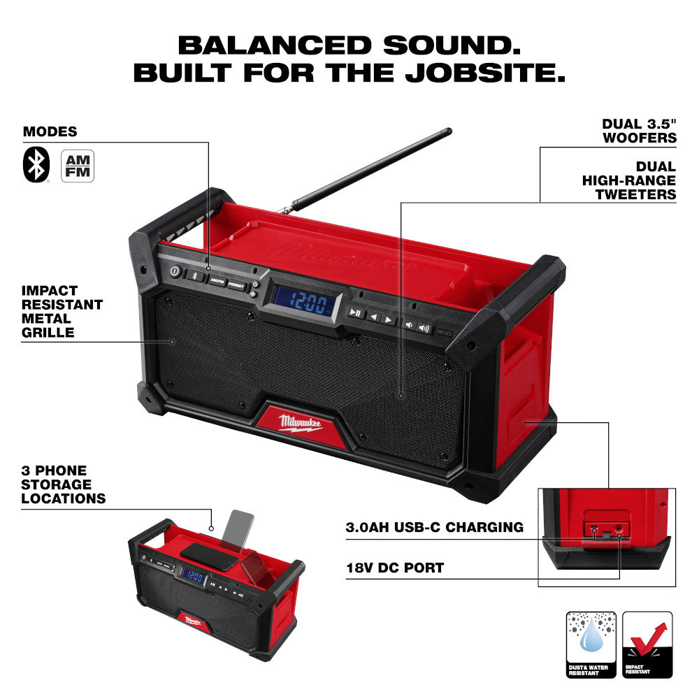 Milwaukee 2952-20 M18 Bluetooth Jobsite Radio