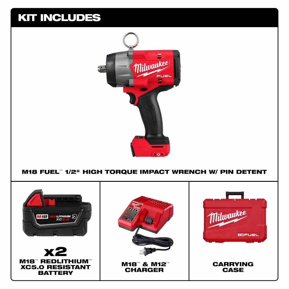 Milwaukee 2966-22 M18 FUEL 1/2 High Torque Impact Wrench w/ Pin Detent Kit