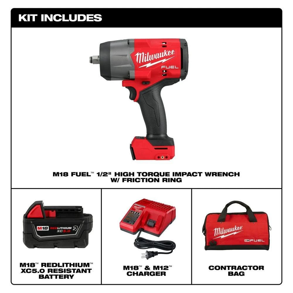 Milwaukee 2967-21B M18 FUEL 1/2 High Torque Impact Wrench w/ Friction Ring Kit