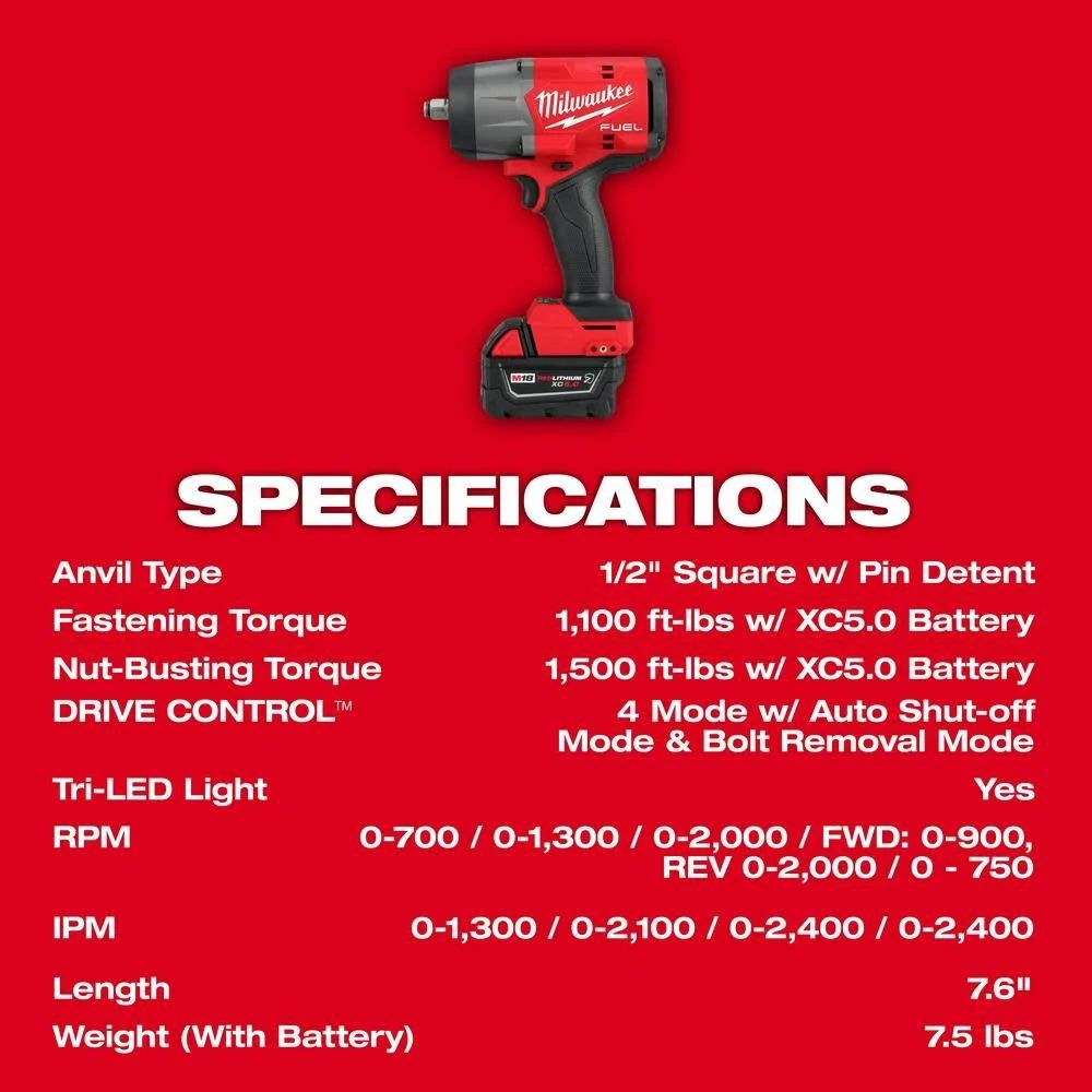 Milwaukee 2967-21B M18 FUEL 1/2 High Torque Impact Wrench w/ Friction Ring Kit