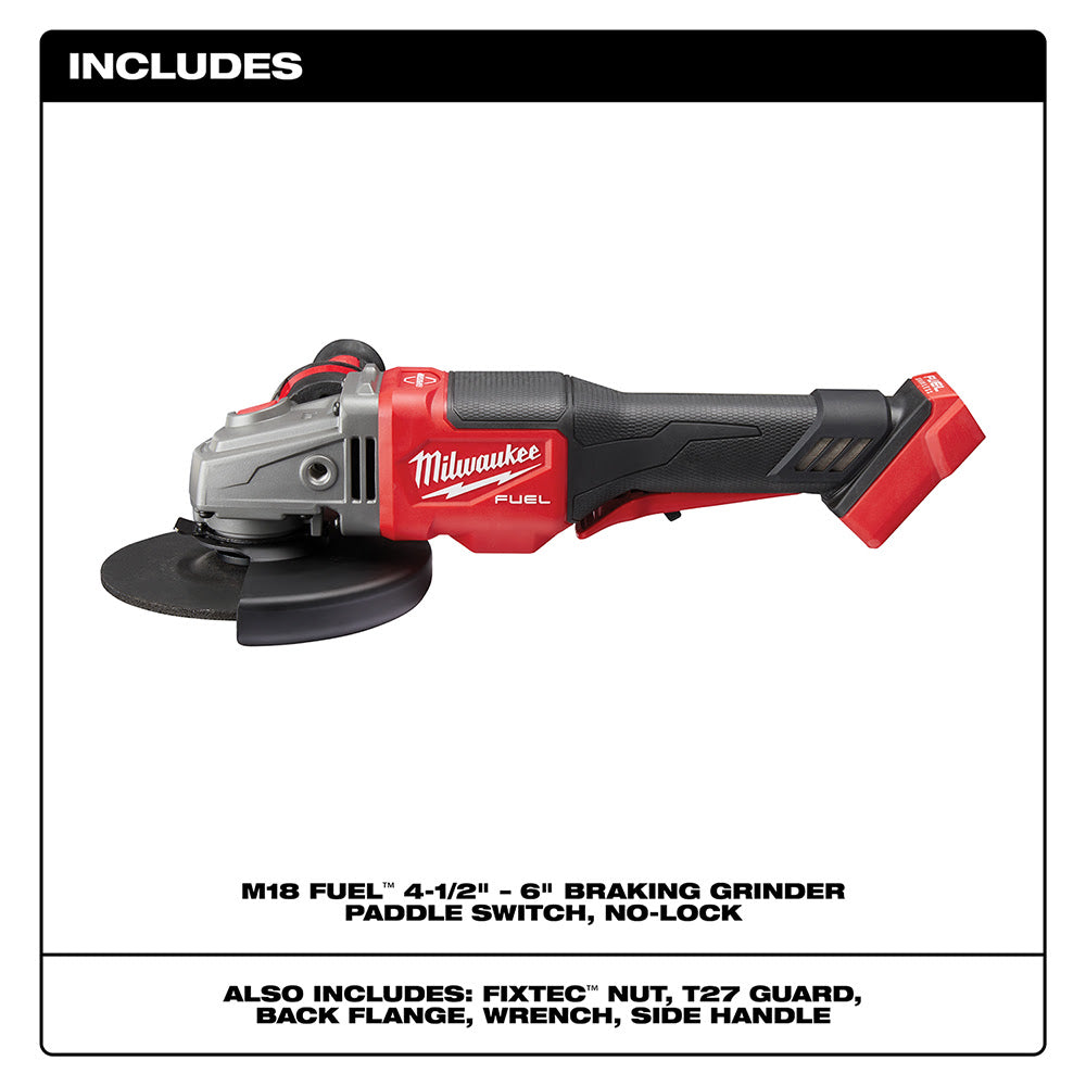 Milwaukee 2980-20 M18 FUEL 4-1/2 - 6 GRINDER, PADDLE SWITCH NO-LOCK, Bare