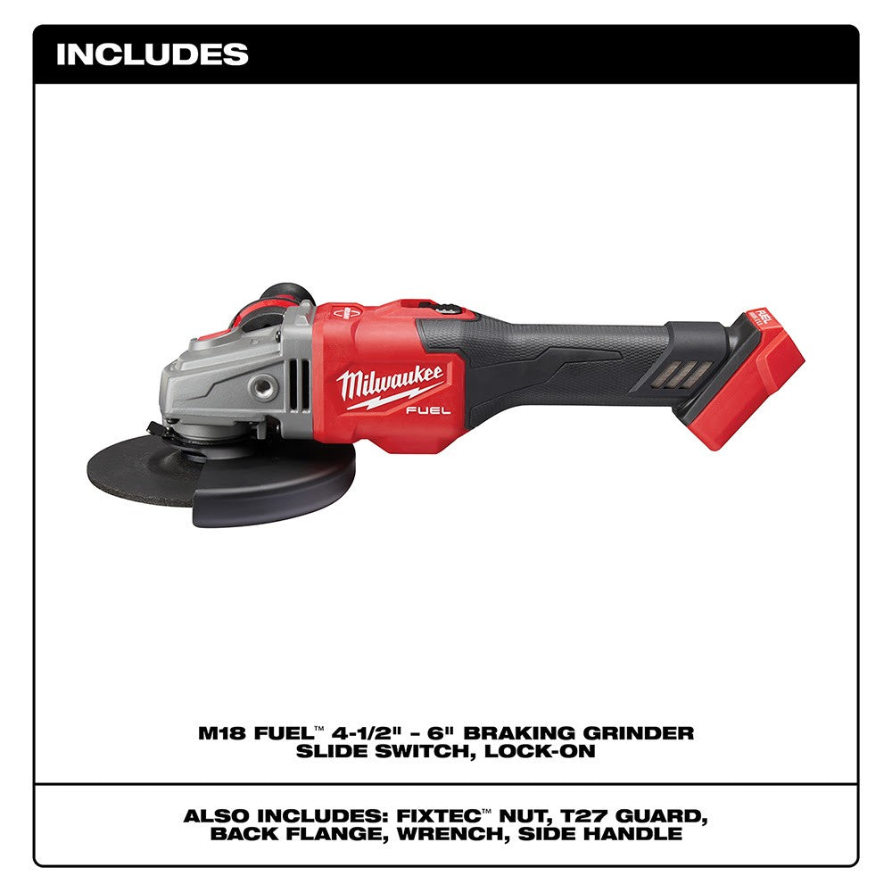 Milwaukee 2981-20 M18 FUEL 4-1/2 - 6 Grinder, SLIDE SWITCH LOCK-ON, Bare