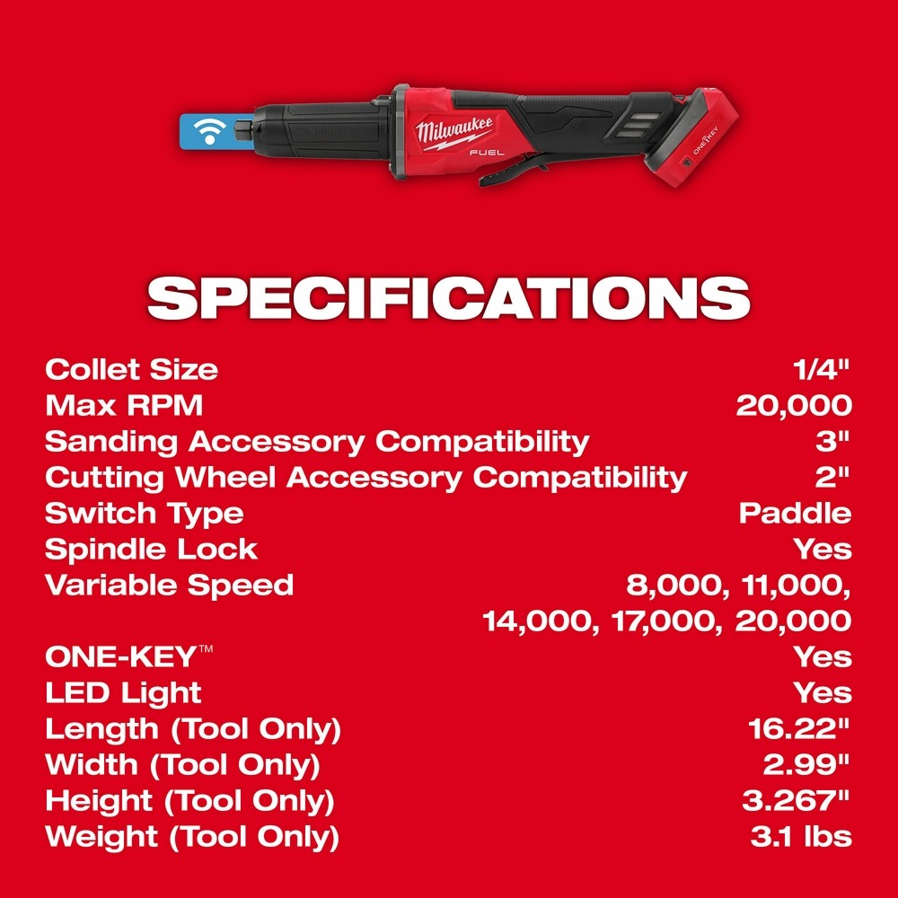 Milwaukee 2984-20 M18 FUEL Variable Speed, Braking Die Grinder, Paddle Switch w/ ONE-KEY?