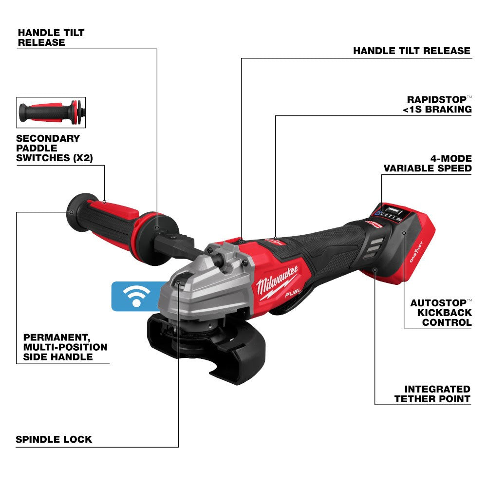 Milwaukee 2986-20 M18 FUEL 4-1/2 / 5 Dual-Trigger Braking Grinder, Bare