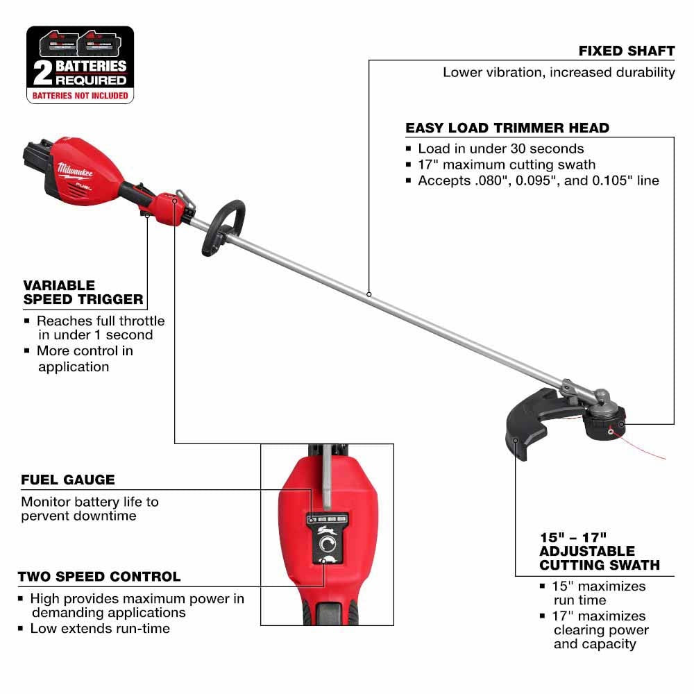 Milwaukee 3006-20 M18 FUEL 17” Dual Battery String Trimmer, Bare