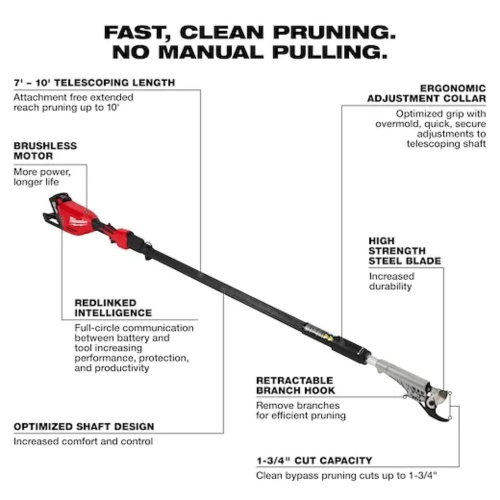 Milwaukee 3008-21 M18 Brushless Telescoping Pole Pruning Shears Kit