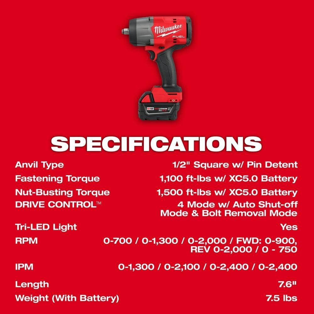 Milwaukee 3010-22 M18 FUEL 1/2 HTIW & 3/8 MTIW Automotive Combo Kit