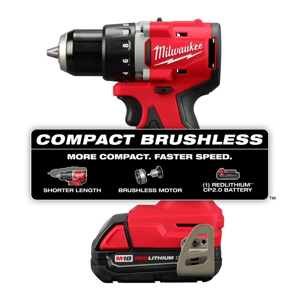 Milwaukee 3601-21P M18 Compact Brushless 1/2 Drill/Driver Kit