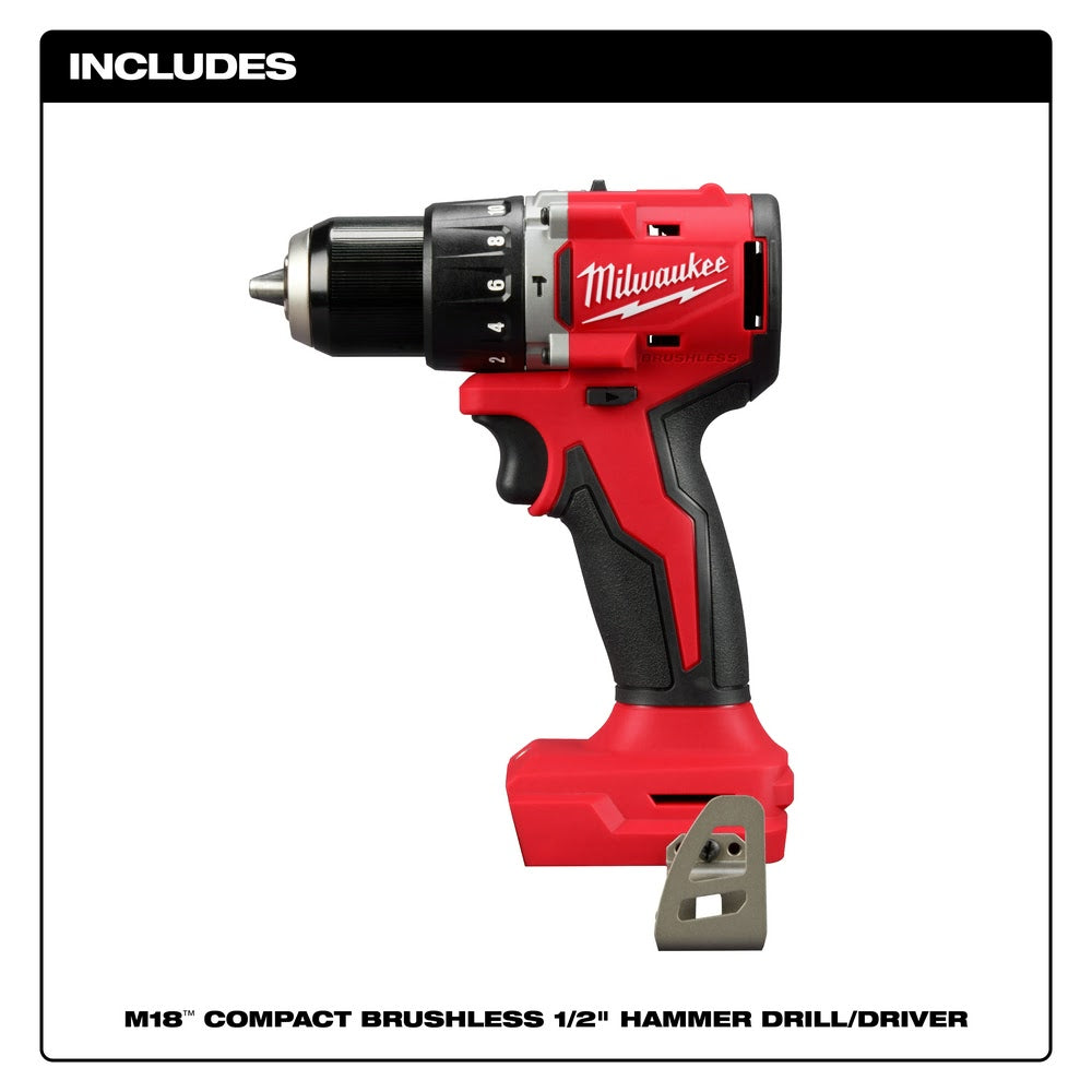 Milwaukee 3602-20 M18 Compact Brushless 1/2 Hammer Drill/Driver