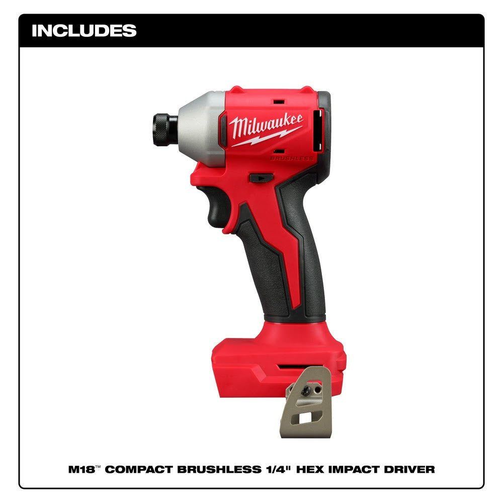 Milwaukee 3650-20 M18 Compact Brushless 1/4 Hex Impact Driver