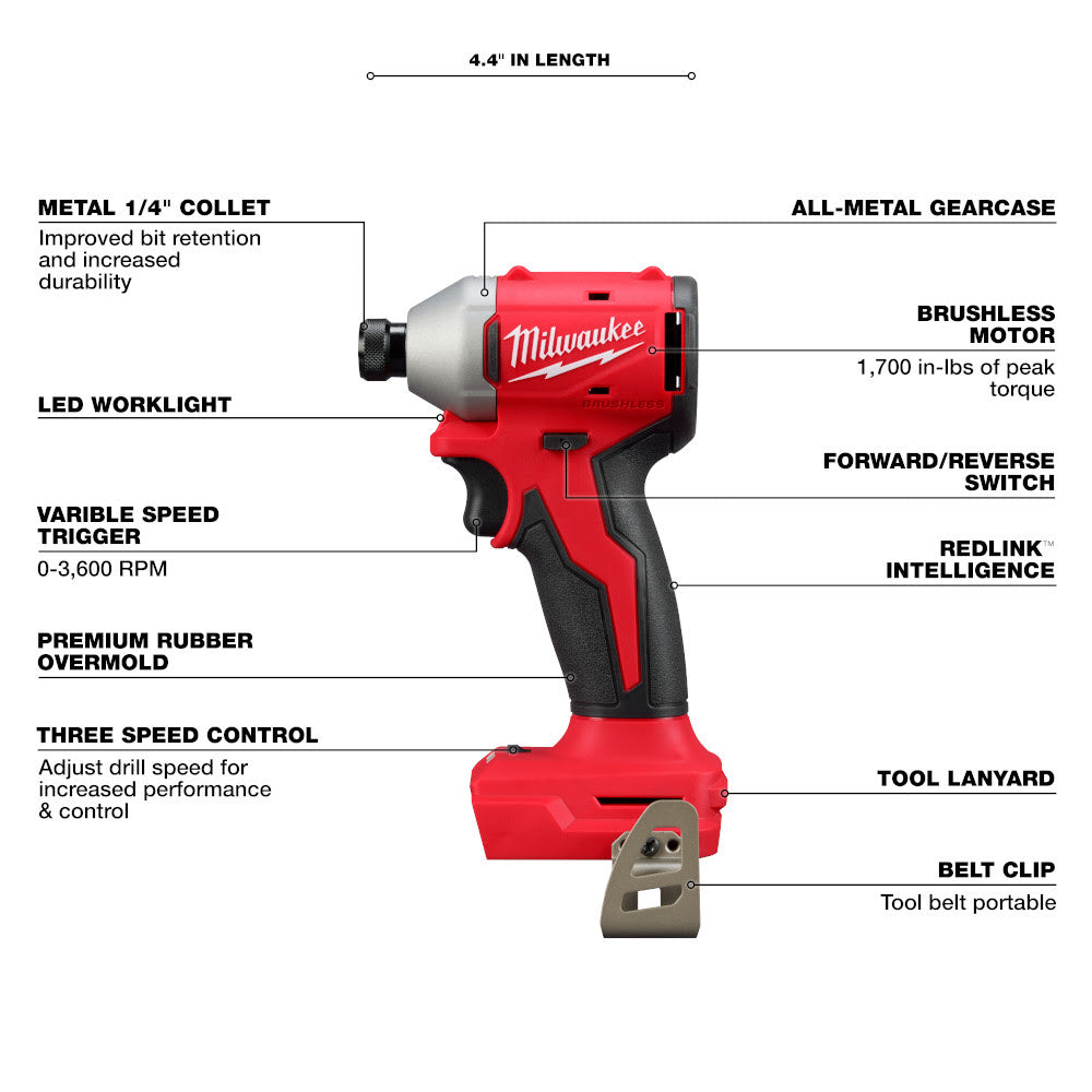 Milwaukee 3693-22CX M18 Compact Brushless 2-Tool Combo Kit