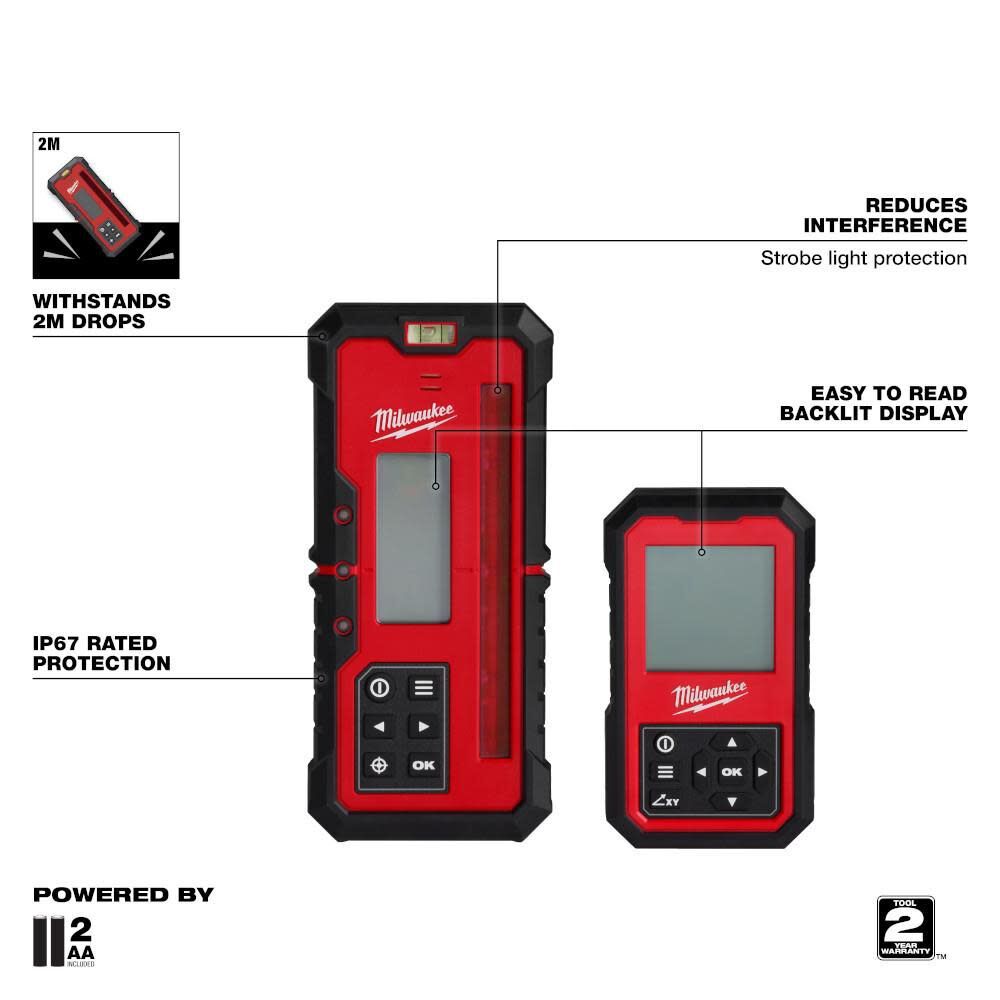 Milwaukee 3704-21 M18 Red Exterior Dual Slope Rotary Laser Level Kit w/ Receiver & Remote