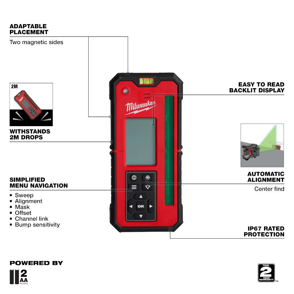 Milwaukee 3712 Green Rotary Laser Remote Control & Receiver