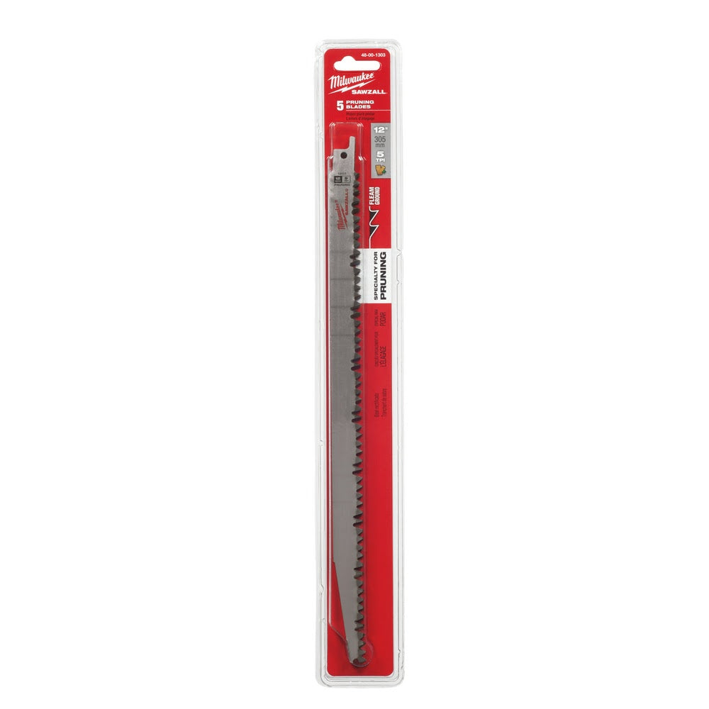 Milwaukee 48-00-1303 12 x 5TPI Wood Pruning Sawzall Blade 5-Pack