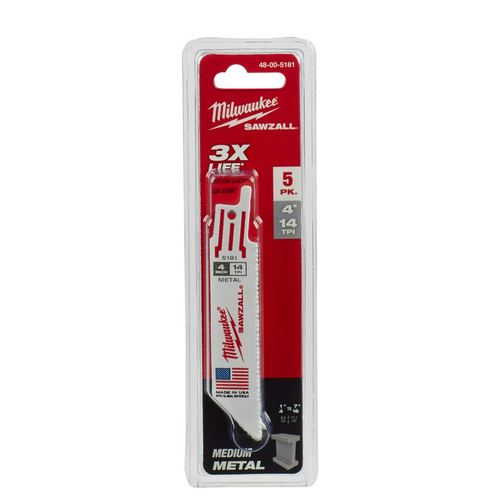 Milwaukee 48-00-5181 4 x 14TPI Bi-Metal Super Sawzall Blade