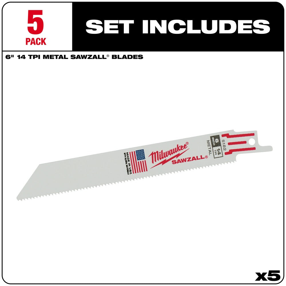 Milwaukee 48-00-5182 4 x 14TPI Bi-Metal Super Sawzall Blade