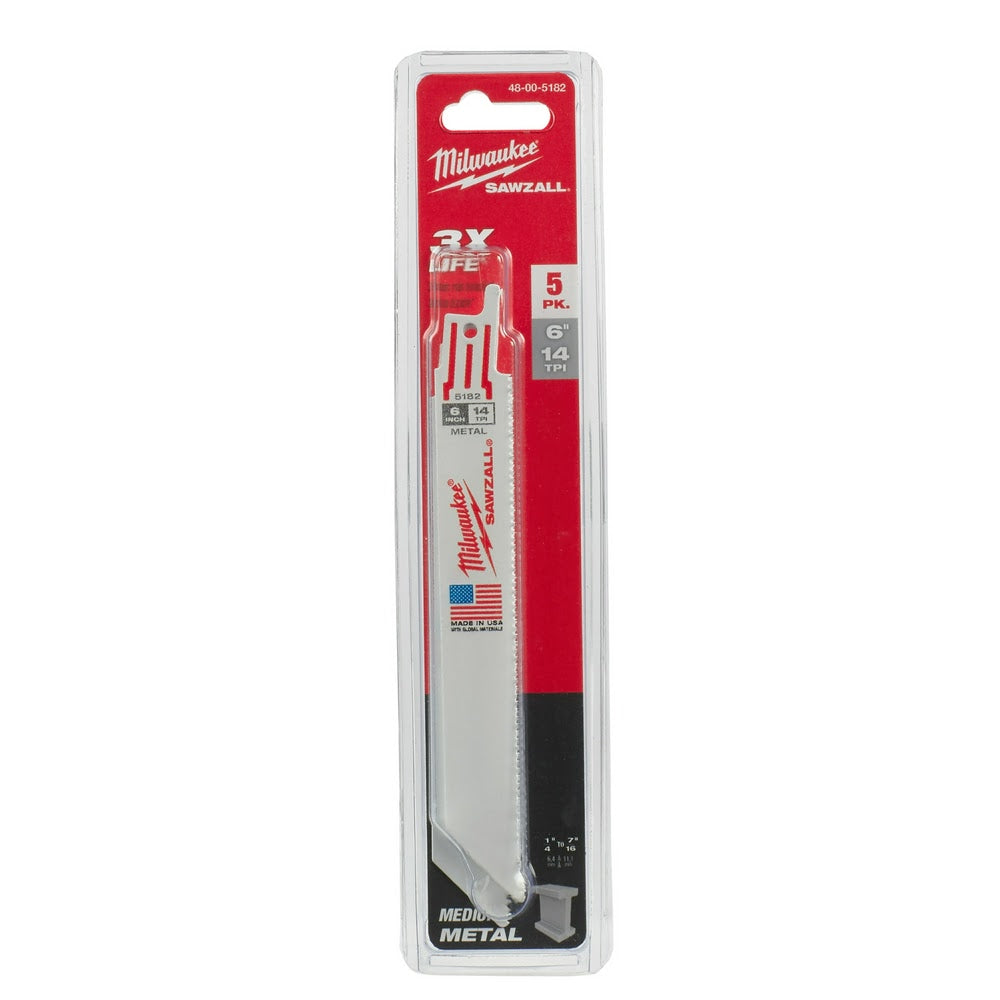 Milwaukee 48-00-5182 4 x 14TPI Bi-Metal Super Sawzall Blade